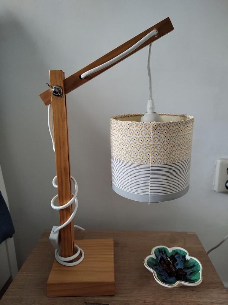Mooie boho landelijk lamp, Ophalen, Zo goed als nieuw, Hout