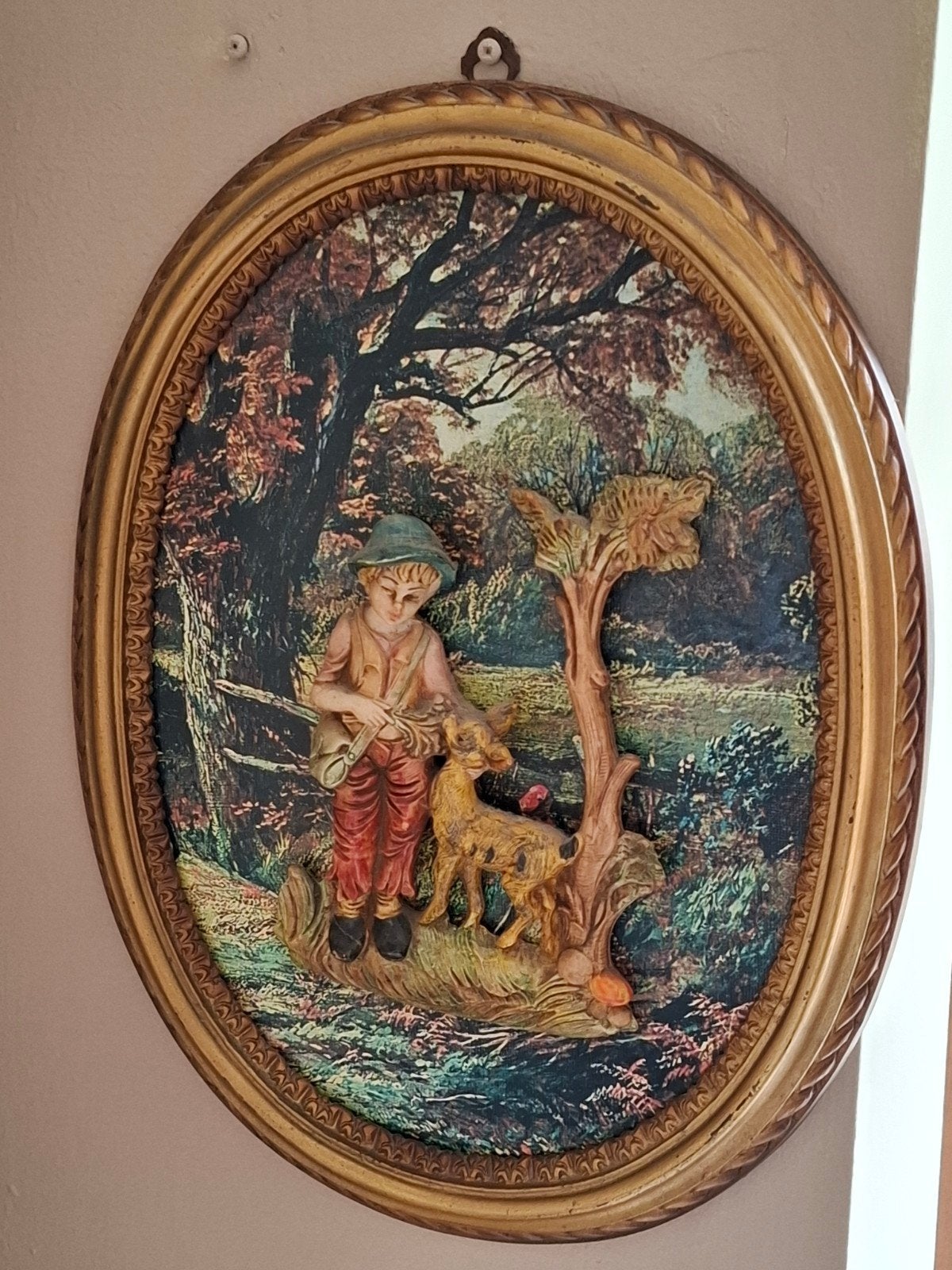 Antiek Italiaans wandbord mid century ovaal, Ophalen of Verzenden