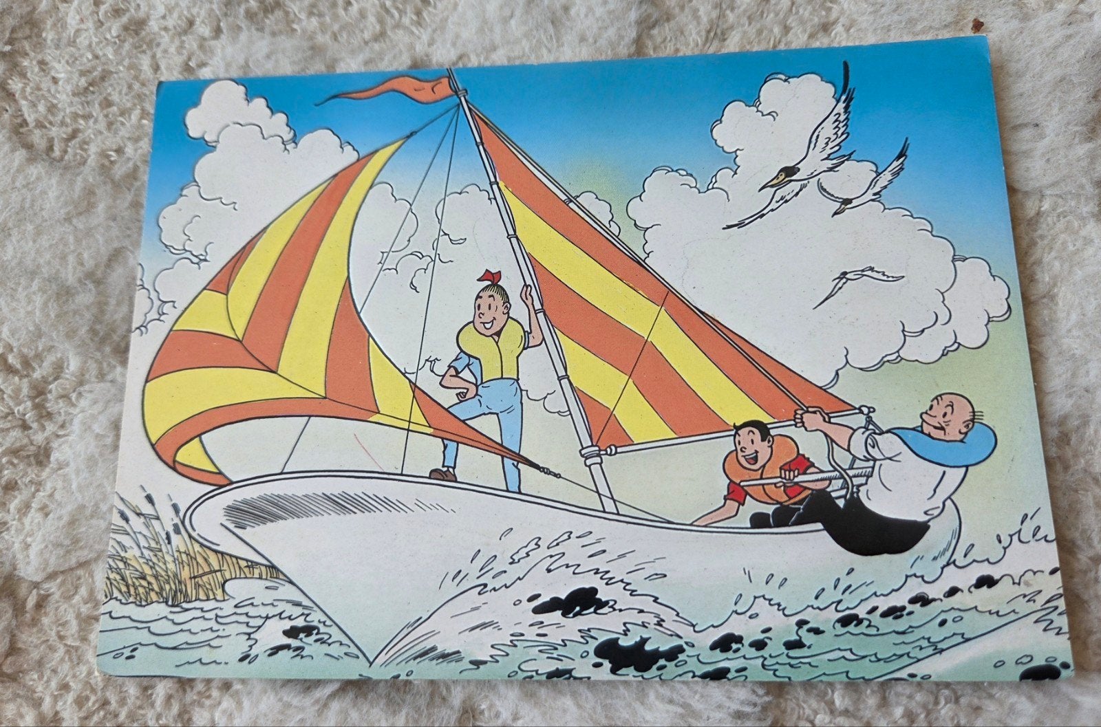 Suske, Wiske en Lambik op zeilboot -1986, Verzenden, 1980 tot heden, Gelopen, Kinderen