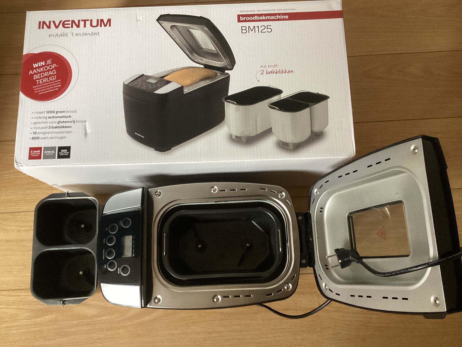 INVENTUM BM 125 broodmachine   800w, Witgoed en Apparatuur, Ophalen of Verzenden, Zo goed als nieuw
