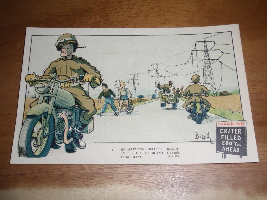 Soldatenkaart In bezet Duitsland Illustrator Bizeth Militair, Verzenden, 1940 tot 1960, Ongelopen, Politiek en Historie