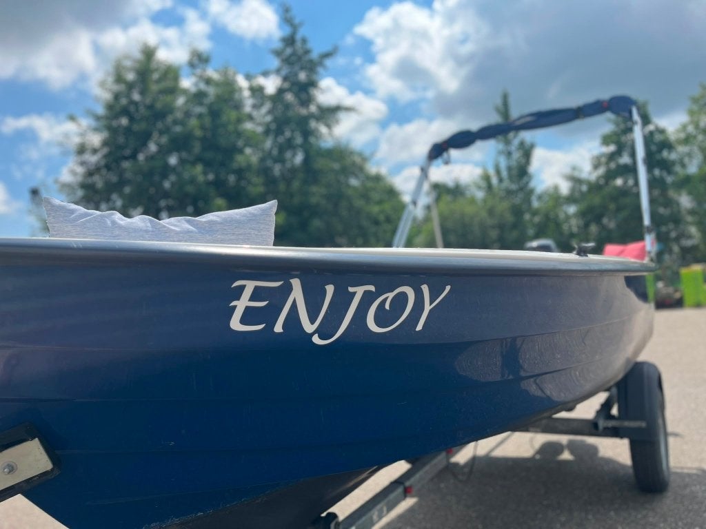 Sloep 440 Suzuki 8pk 4t, biminitop en trailer. Complete set., Watersport en Boten, Consoleboot, Gebruikt, Overige merken, Ophalen