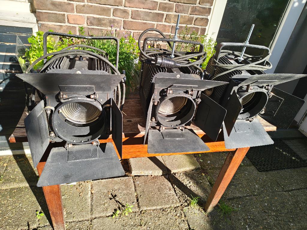 3 Vintage film-/theater lampen, Ophalen, Gebruikt, Vintage, Glas