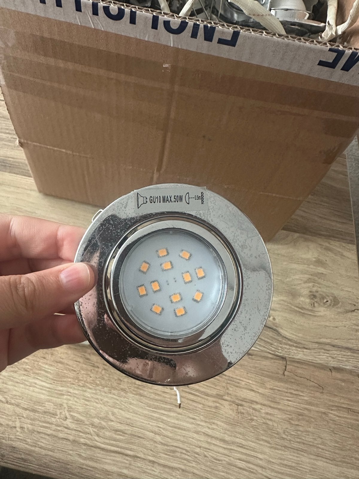 28 Stuks Metalen Inbouwspots met LED GU10 Lampen, Gebruikt, Metaal of Aluminium, Ophalen of Verzenden, Led