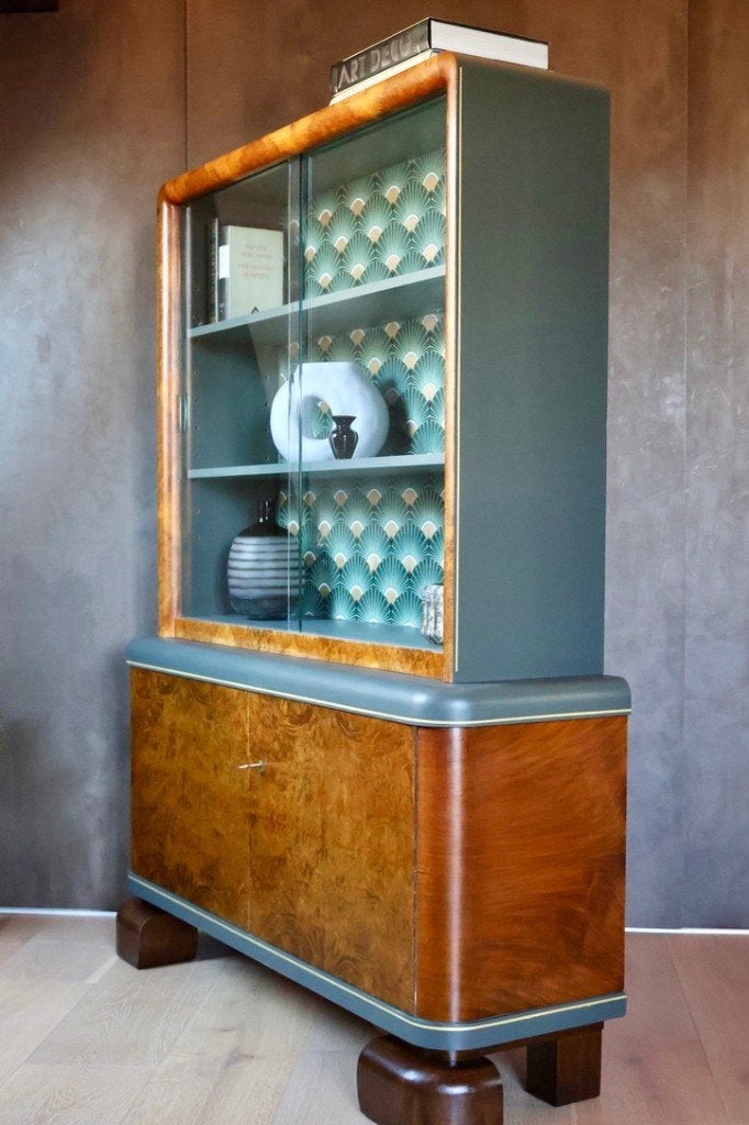 Art Deco Buffetkast (jaren ’30) – volledig gerestaureerd, Huis en Inrichting, Kasten | Buffetkasten, Ophalen, Met deur(en), 100 tot 150 cm