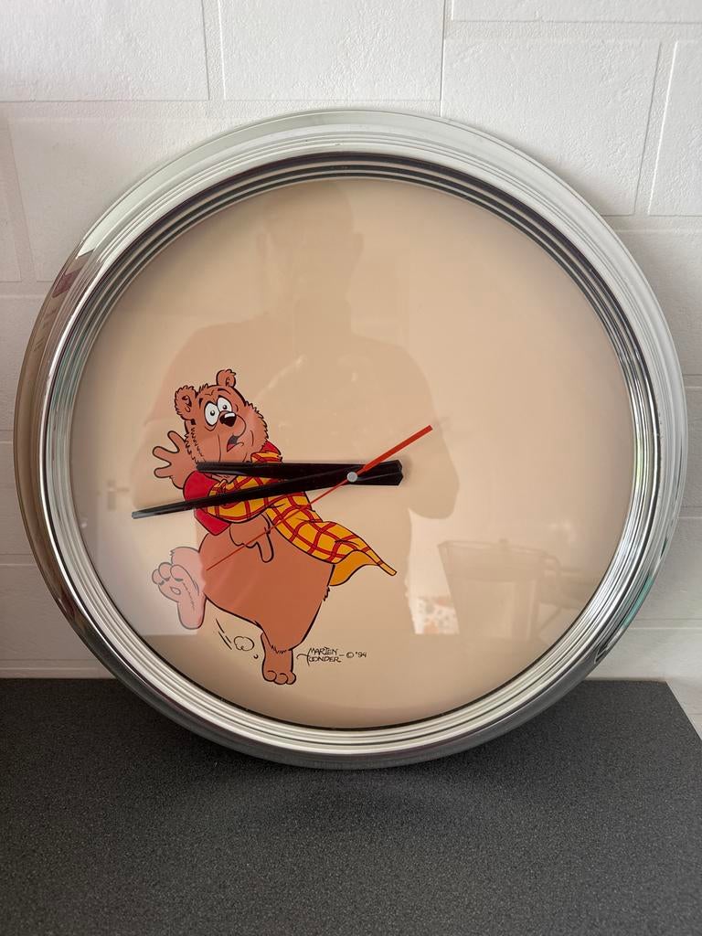 Vintage Marten Toonder Wandklok - Ollie B. Bommel '94, Ophalen of Verzenden, Zo goed als nieuw, Analoog, Wandklok