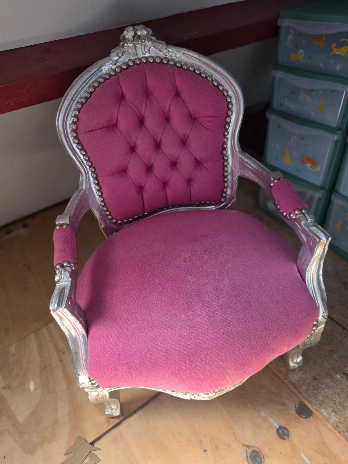 Barok kinderstoel roze/zilver - prinsessenstoel, Ophalen, Nieuw, Stoel(en)