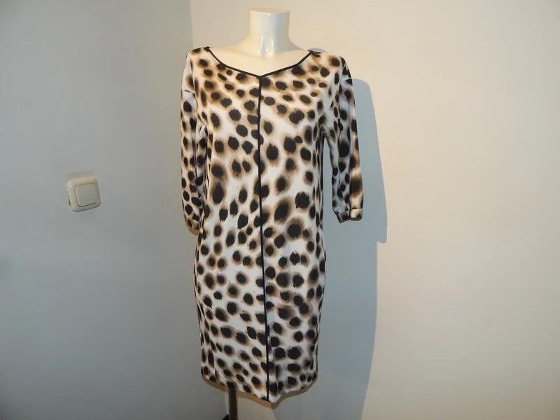 Marccain animal print jurk soepel vallende stof natuurlijk38, Maat 38/40 (M), Zo goed als nieuw, Knielengte, Marccain