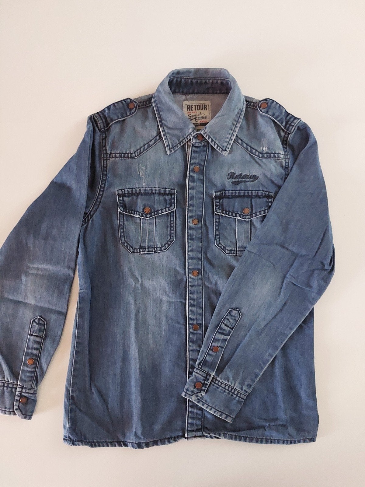 Spijkerblouse Retour maat 152, Ophalen, Zo goed als nieuw, Jongen of Meisje, Shirt of Longsleeve