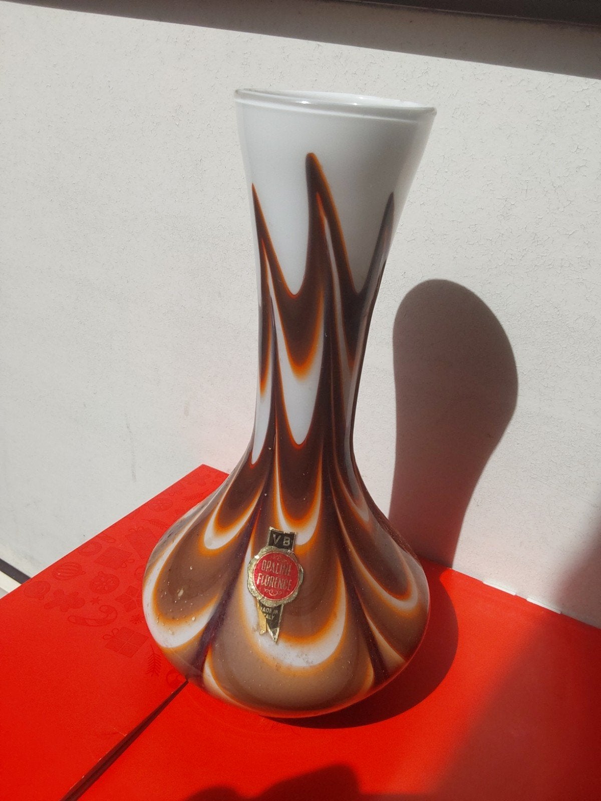 SIERVAAS MURANO SIXTIES MAZZEGA OPALINE GLAS 25 CM HOOG, Ophalen of Verzenden