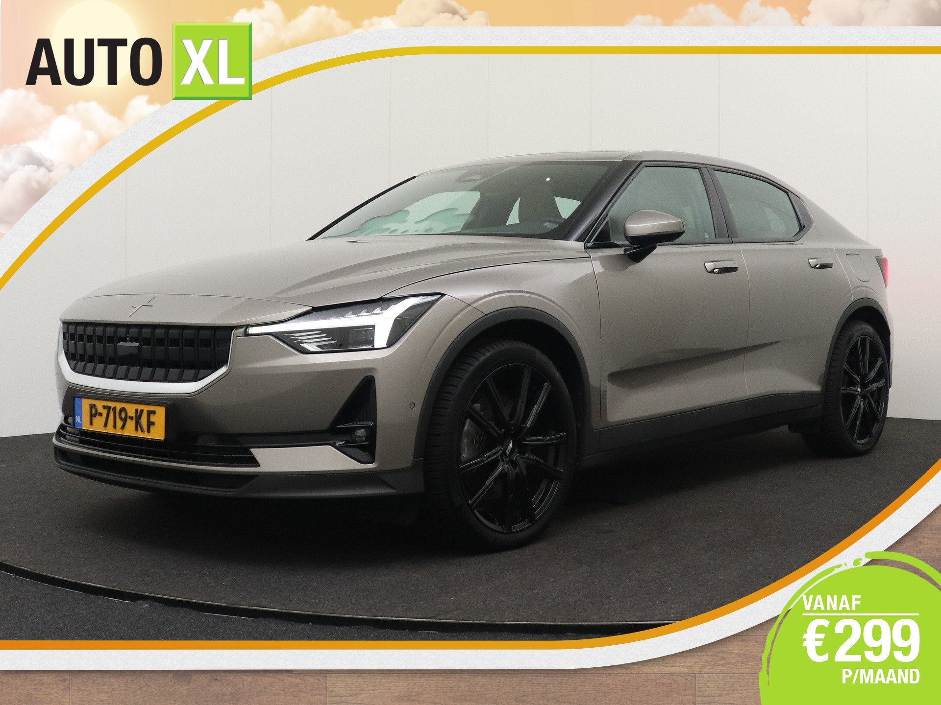 Polestar 2 Single Motor 63kWh (93% SOH) Leder/Sportstoelen 3, Auto's, Polestar, Stof, Gebruikt, Zwart, 1500 kg