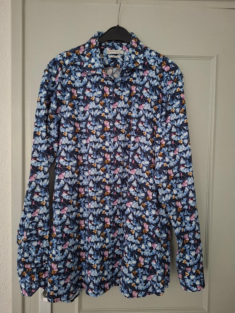 Heren blouse, Ophalen of Verzenden, Zo goed als nieuw, Blauw, Halswijdte 43/44 (XL)