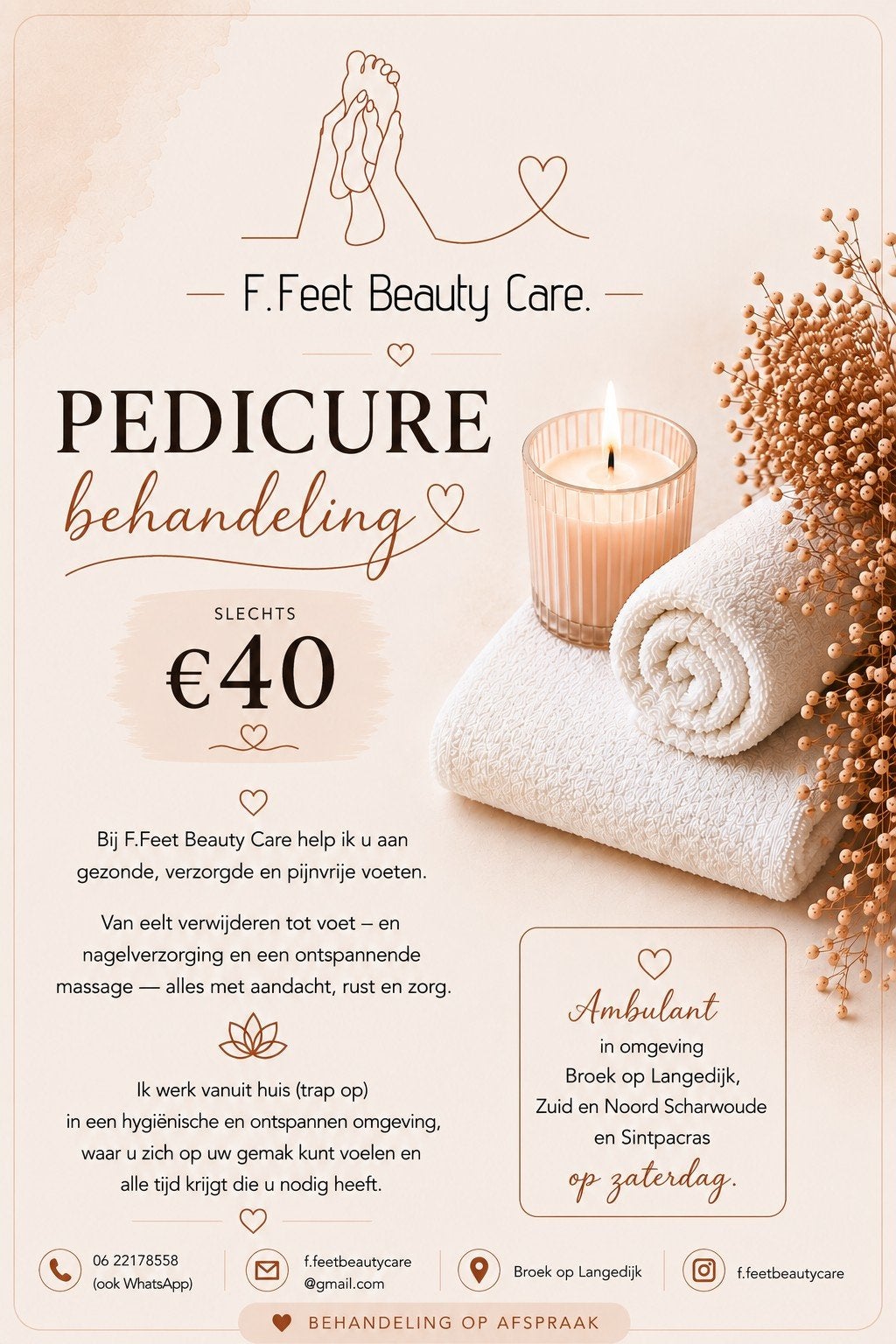 Pedicure behandeling/ambulant.

Verwen u voeten bij F.F.eet, Ophalen, Nieuw, Overige typen