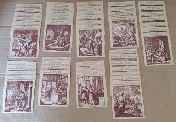 46 Vintage Tegelstickers Jan Luyken - Oud-Hollandse Ambachte, Ophalen of Verzenden, Meerdere stickers