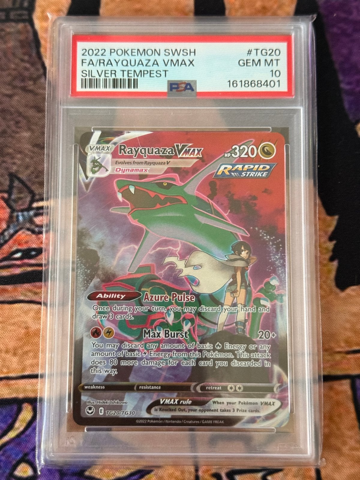 Rayquaza VMAX TG20/TG30 Silver Tempest PSA 10 Pokémon Kaart, Ophalen, Zo goed als nieuw, Losse kaart, Foil