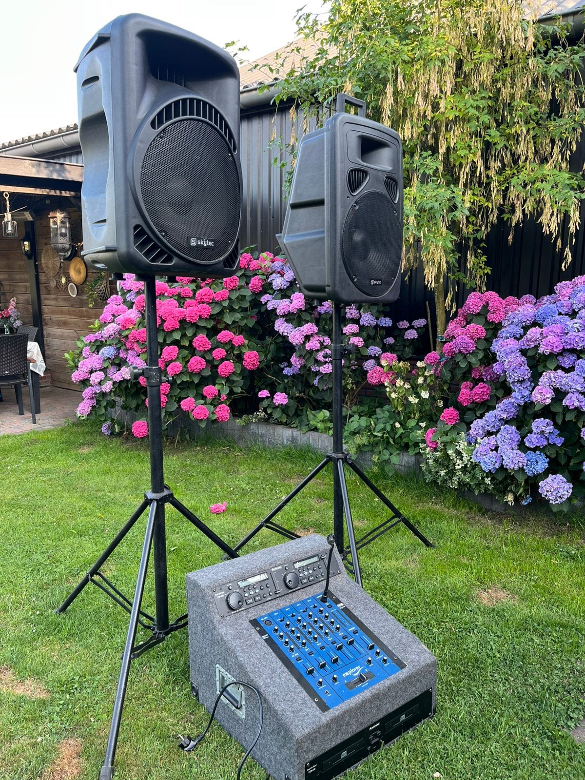 Te koop boxen, steunen en mengpaneel, Muziek en Instrumenten, Mengpanelen, Ophalen, Gebruikt, Microfooningang