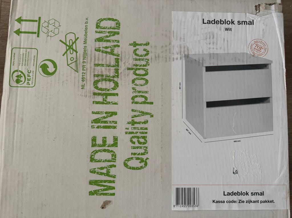 Ladeblok smal wit | nieuw, Huis en Inrichting, Kasten | Ladekasten, 1 of 2 laden, Ophalen, Nieuw
