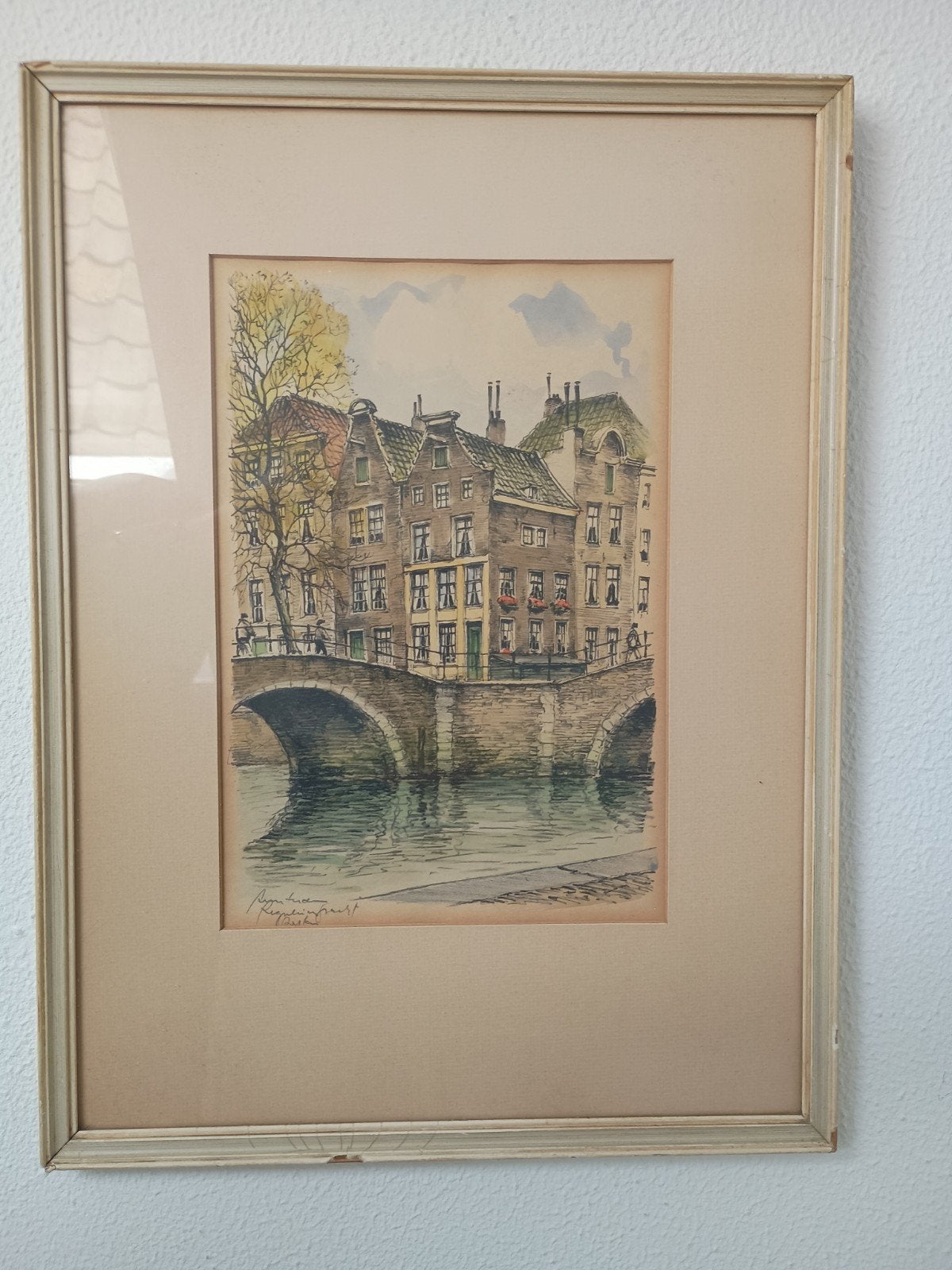Aquarel werk van Reguliers gracht in Amsterdam vorige eeuw, Ophalen of Verzenden