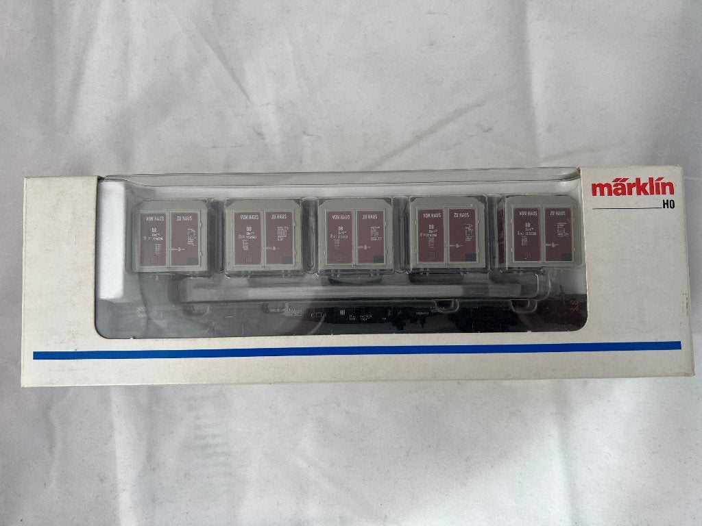 Märklin H0, containerwagen met 5 containers, Mä 4767., Wisselstroom, Wagon, Ophalen of Verzenden, Zo goed als nieuw