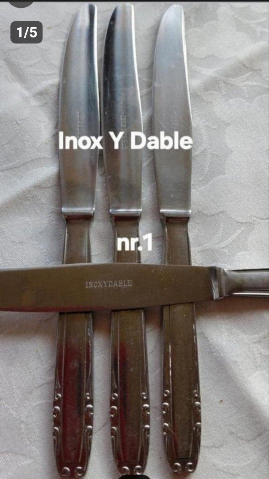 Inox Y Dable messen zonder kartel relief bewerkte, Ophalen of Verzenden, Rvs of Chroom