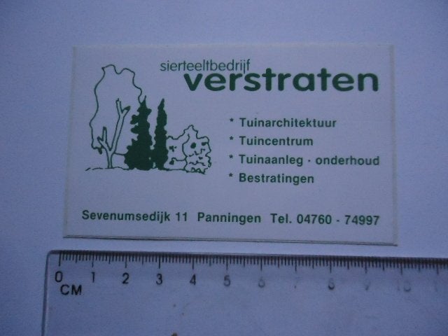 sticker oud Panningen tuinbouw tuin verstraten peel en maas, Verzenden, Zo goed als nieuw, Bedrijf of Vereniging