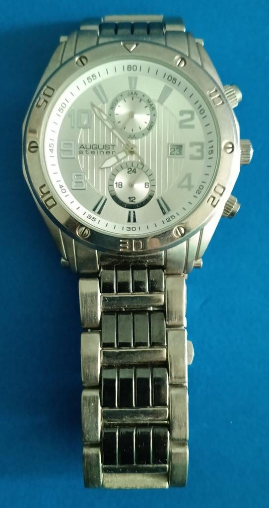 August Steiner heren horloge (bat-terij leeg), Overige merken, Gebruikt, Polshorloge, Ophalen of Verzenden