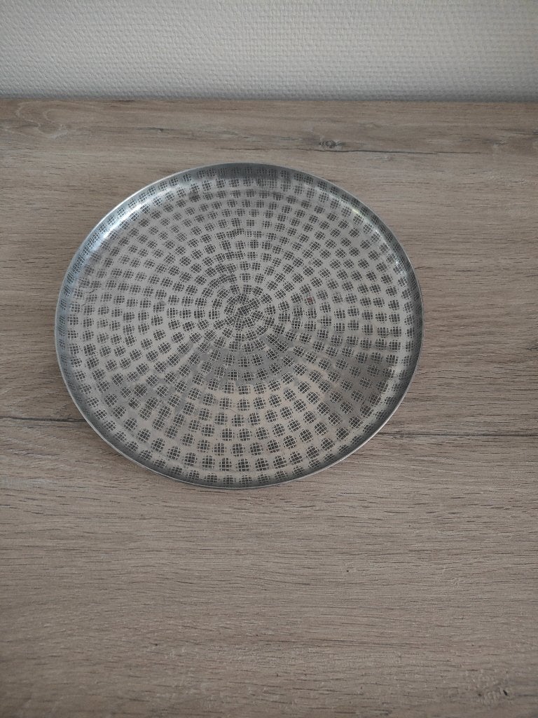Dienblad/decoratieschaal, Ophalen of Verzenden, Gebruikt, Rond, Metaal