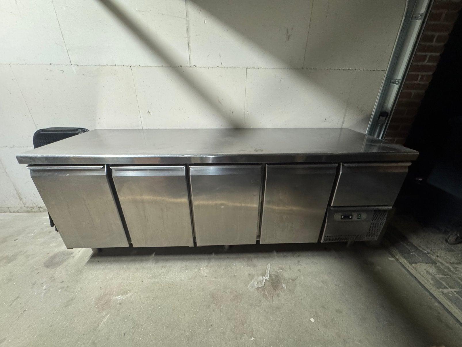 RVS werkbank met 5 deuren– koeler defect, Ophalen, Gebruikt, 170 cm of meer
