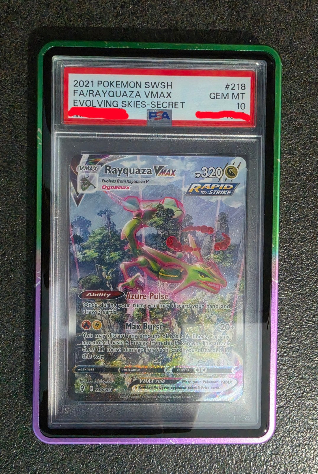 Rayquaza 218 PSA 10, Hobby en Vrije tijd, Verzamelkaartspellen | Pokémon, Ophalen of Verzenden, Nieuw, Losse kaart
