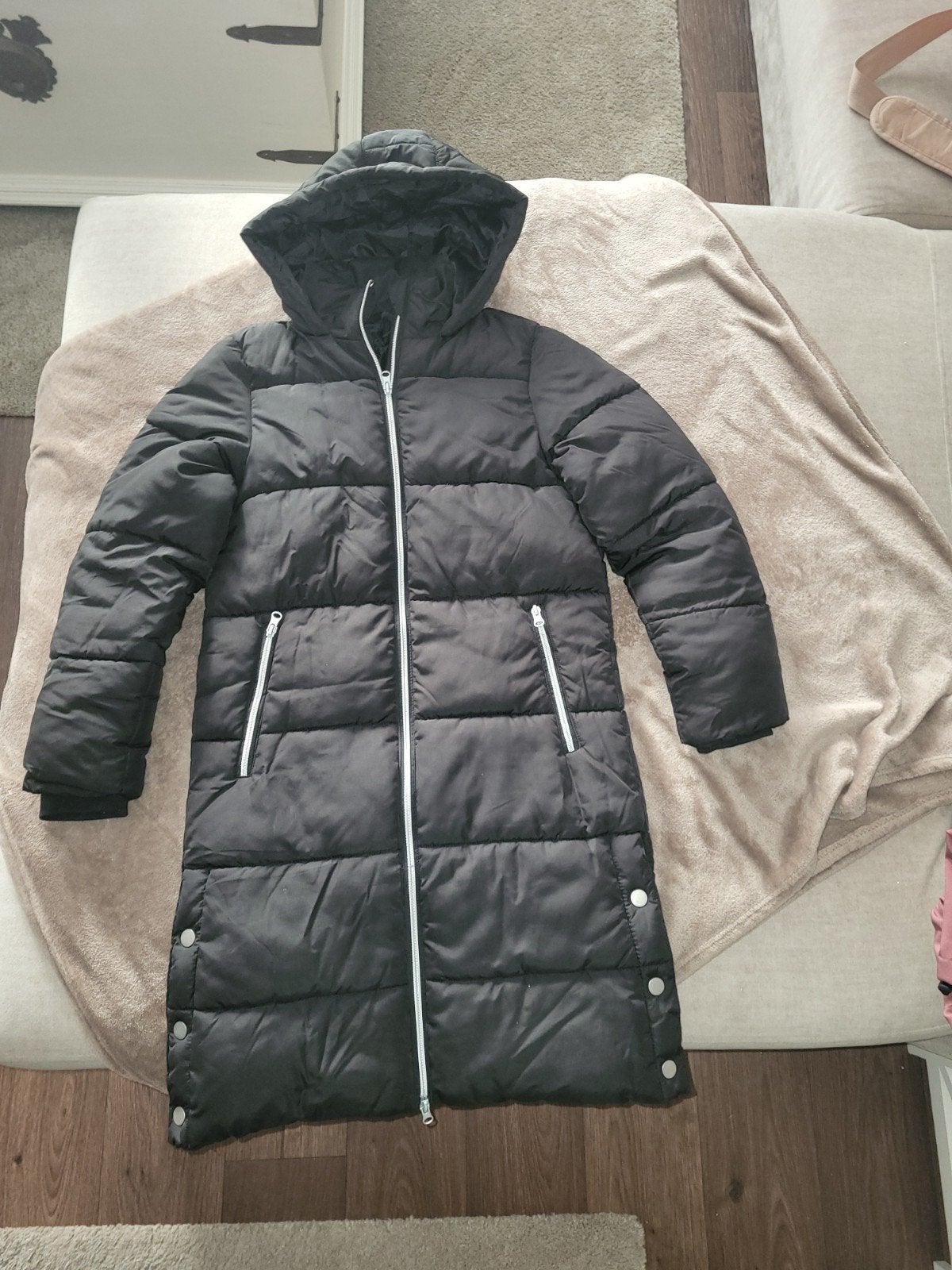 lange zwarte meisjes winterjas maat 158/164, Zeeman, Meisje, Ophalen of Verzenden, Zo goed als nieuw