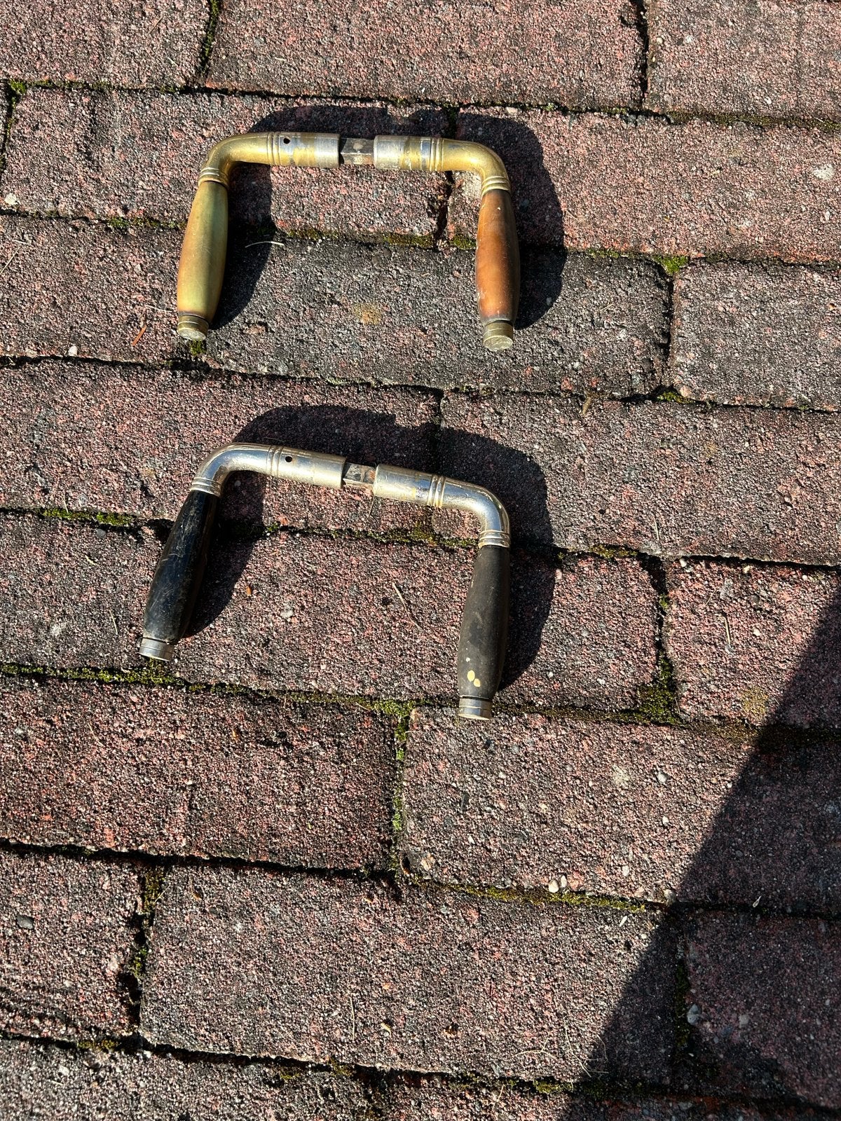 Set van 2 Antieke Deurkrukken - Messing en Nikkel, Ophalen