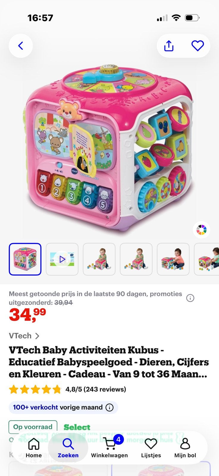 VTech baby Activiteiten kubus, Ophalen of Verzenden, Zo goed als nieuw, Overige typen