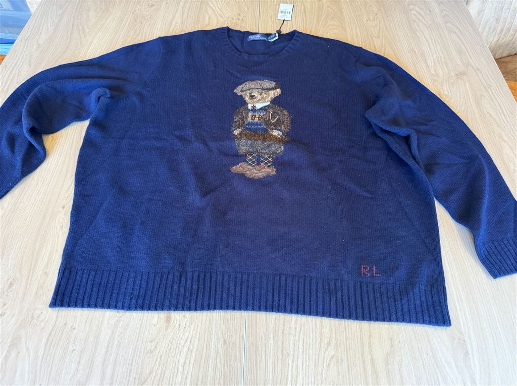 Polo Ralph Lauren Big & Tall Bear Wollen Sweater Navy - Maat, Ophalen of Verzenden, Zo goed als nieuw, Blauw