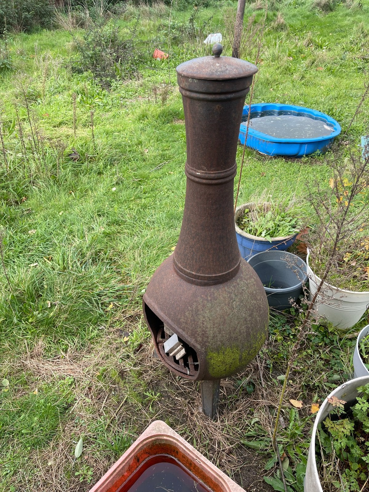 Rustieke gietijzeren vuurkorf voor buiten, Ophalen, Gebruikt, Vuurkorf