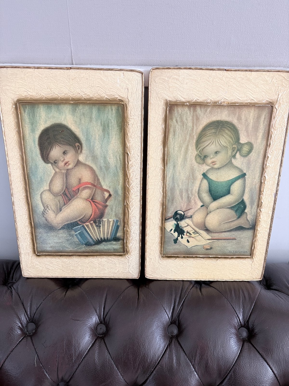 Brocante schilderijtjes jaren ‘60., Ophalen of Verzenden