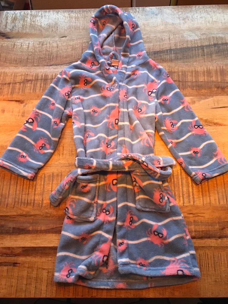 Playshoes meiden badjas met roze krabbetjes - voor 5-6 jaar, Ophalen of Verzenden, Zo goed als nieuw