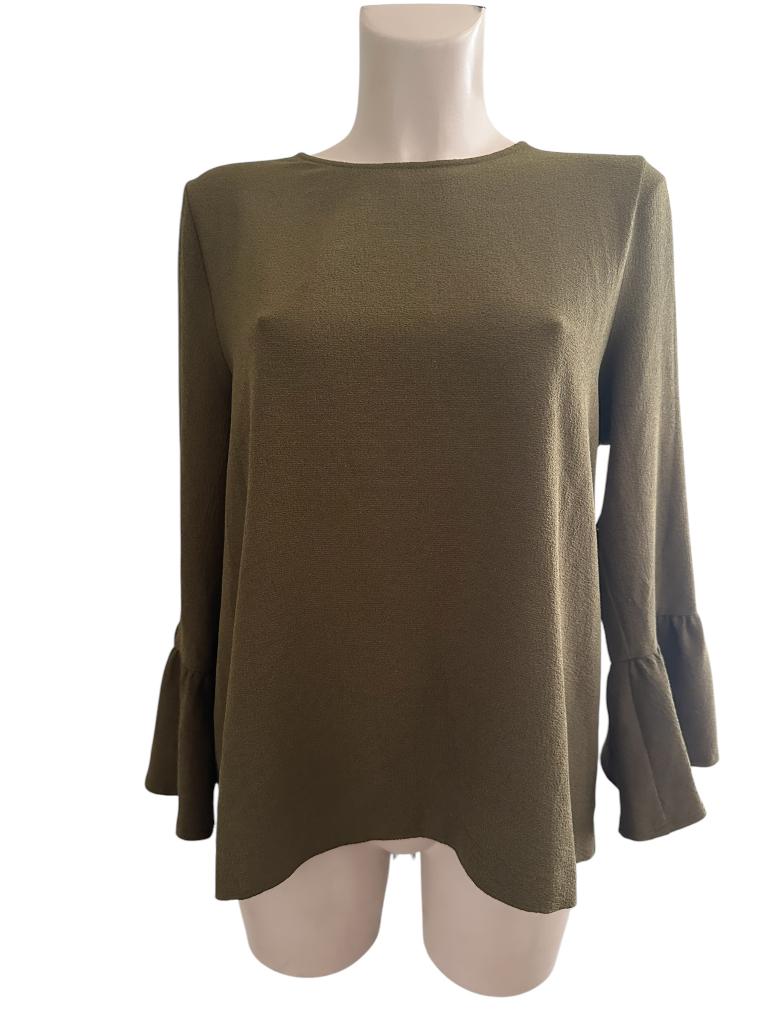 Ganni shirt lange mouw S, Kleding | Dames, T-shirts, Bruin, Ophalen of Verzenden, Zo goed als nieuw, Lange mouw