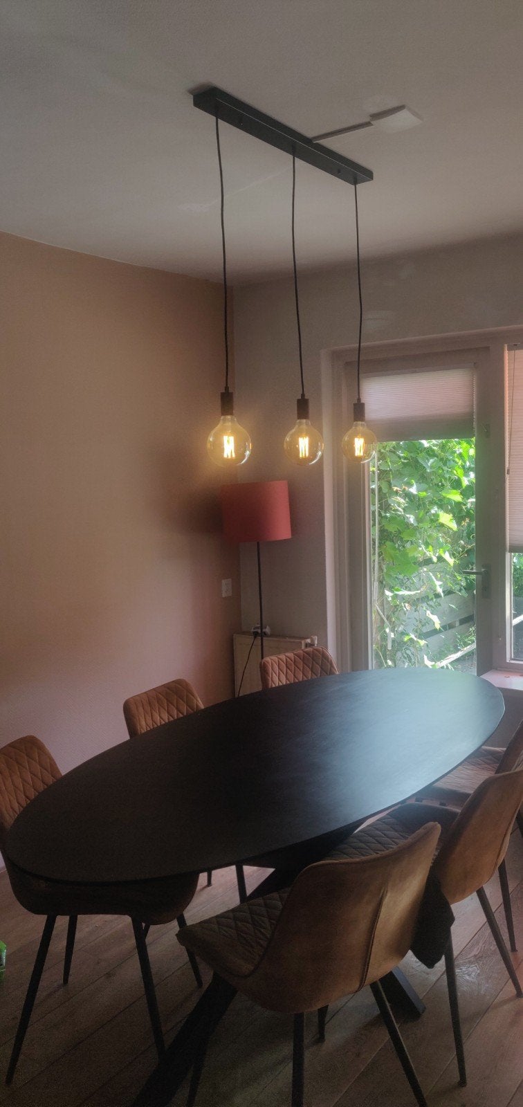 Hanglamp met 3 LED lampen, Huis en Inrichting, Lampen | Hanglampen, Ophalen, E27 (groot), Zo goed als nieuw, Modern industrieel
