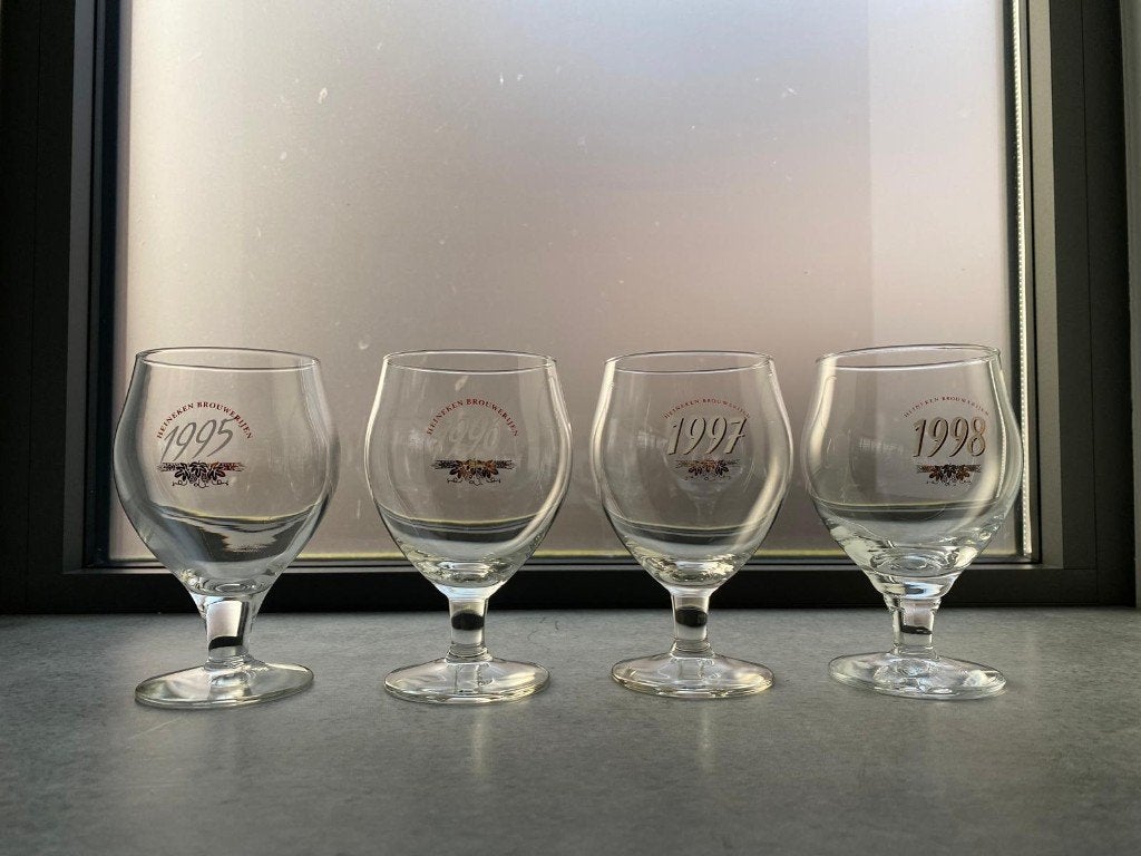 set van 4 Heineken eindejaarsbier bokalen, Ophalen of Verzenden, Nieuw, Glas of Glazen, Heineken