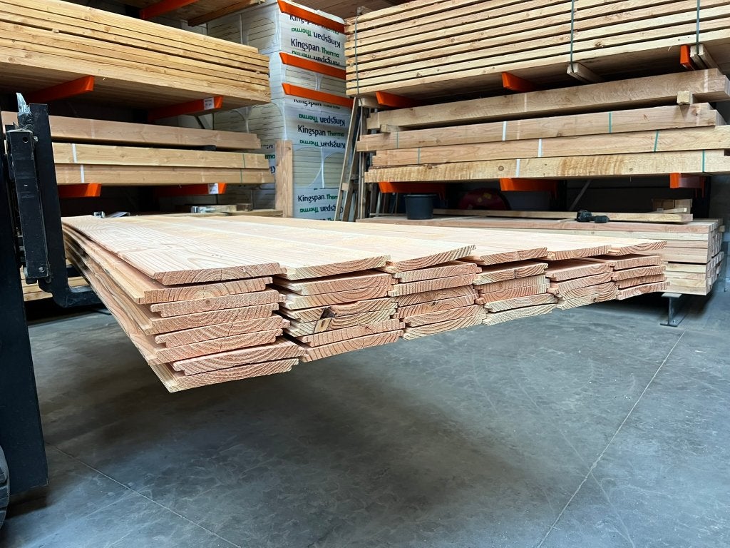 Douglas dakbeschot 1,8x19,5x300/400/500cm, Ophalen of Verzenden, Nieuw, 250 cm of meer, Planken