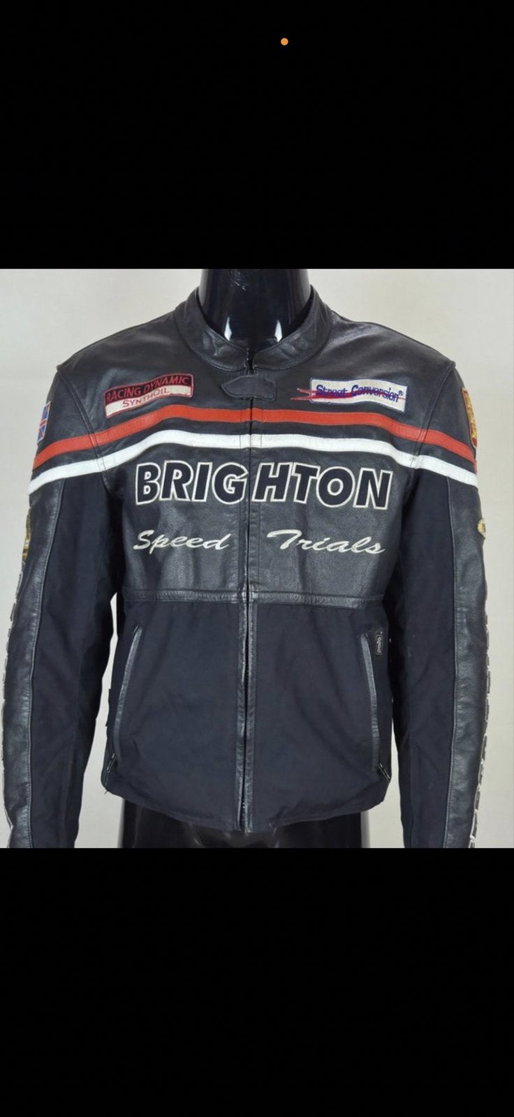 Polo Brighton Lederen  en polyamide motorjas Maat XL, Ophalen of Verzenden, Gedragen, Maat 56/58 (XL), Zwart