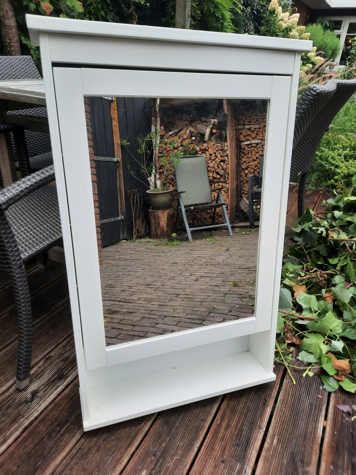 Spiegelkastje met  3 glazen legplanken, Huis en Inrichting, Woonaccessoires | Spiegels, Ophalen, Minder dan 50 cm, Gebruikt, Minder dan 100 cm