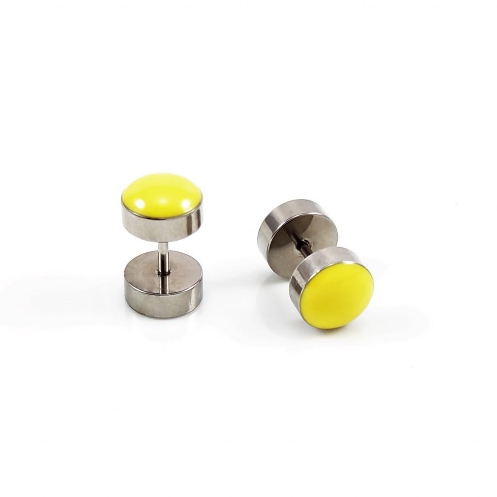 Fake Plugs Geel Oorbellen - Roestvrij Staal- Studs Oorbellen, Sieraden, Tassen en Uiterlijk, Oorbellen, Overige materialen, Birgitta-Gracht 33, 6465 EL Kerkrade, Nederland
