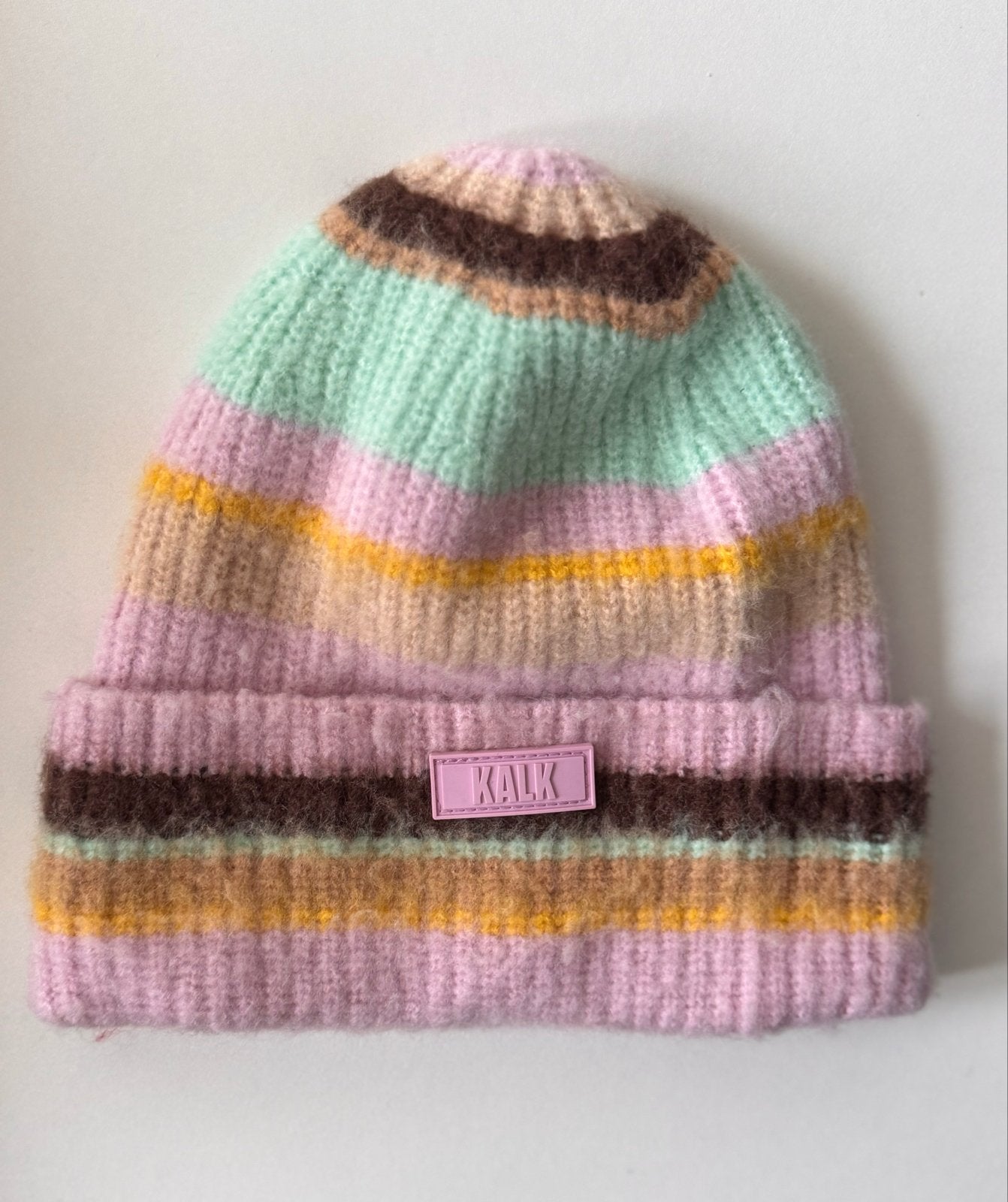 Kalk gestreepte muts in pastelkleuren, Ophalen of Verzenden, Nieuw, Muts