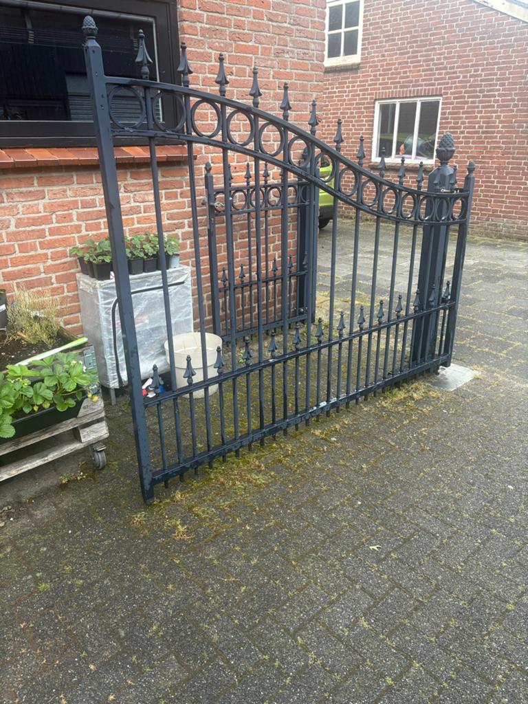 Tuinpoort Elektrisch sierhekwerk met sensoren en looppoort, Tuin en Terras, Met poort, Gebruikt, Ophalen of Verzenden, Sierhekwerk