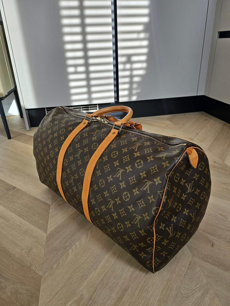 Vintage keepall 55 Louis Vuitton reistas origineel, 30 cm of meer, Gebruikt, Bruin, Verzenden