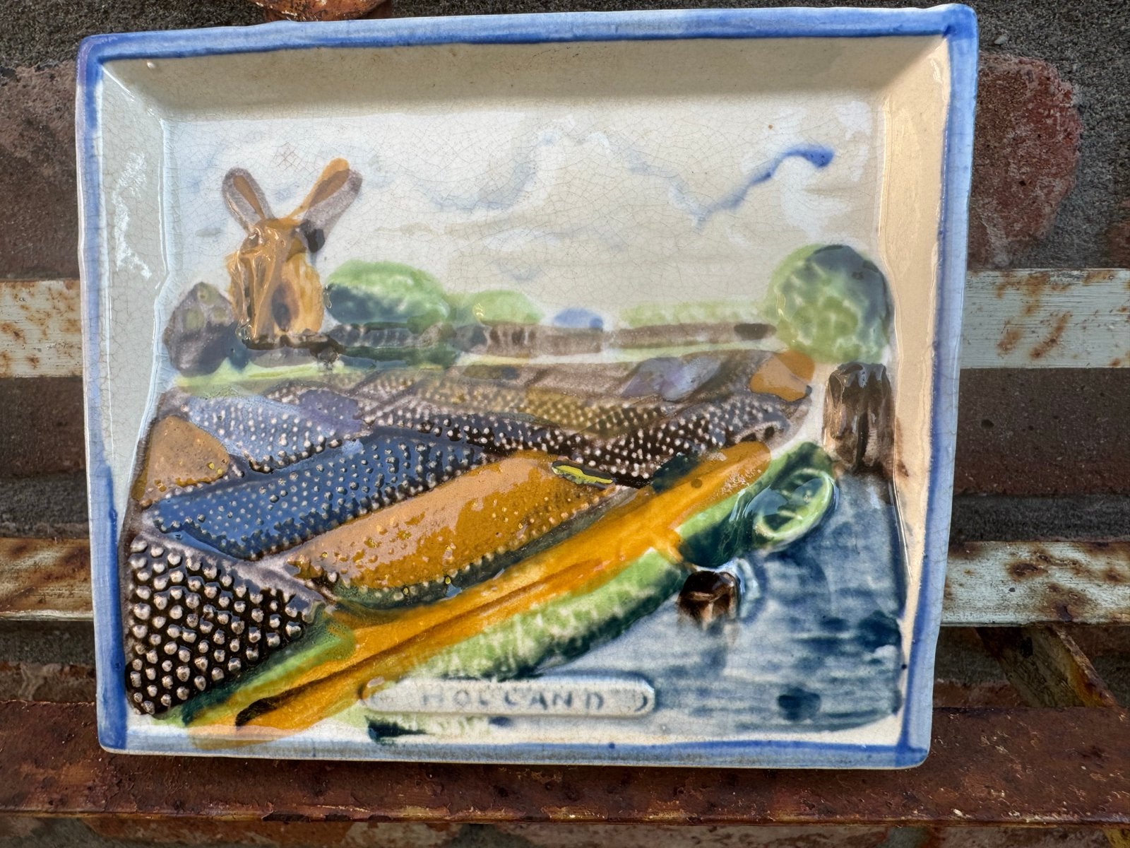 Vintage Hollandse  wanddecoratie met Molenlandschap, Ophalen of Verzenden