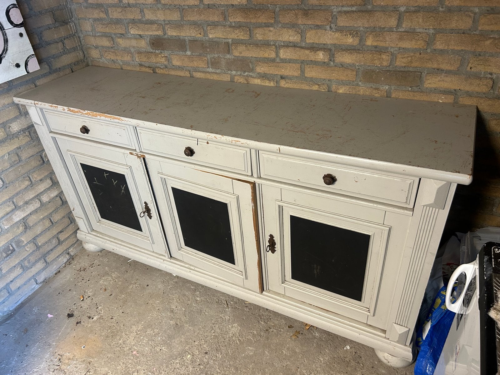 Groot oud eiken dressoir, Ophalen, Gebruikt, 150 tot 200 cm, Eikenhout
