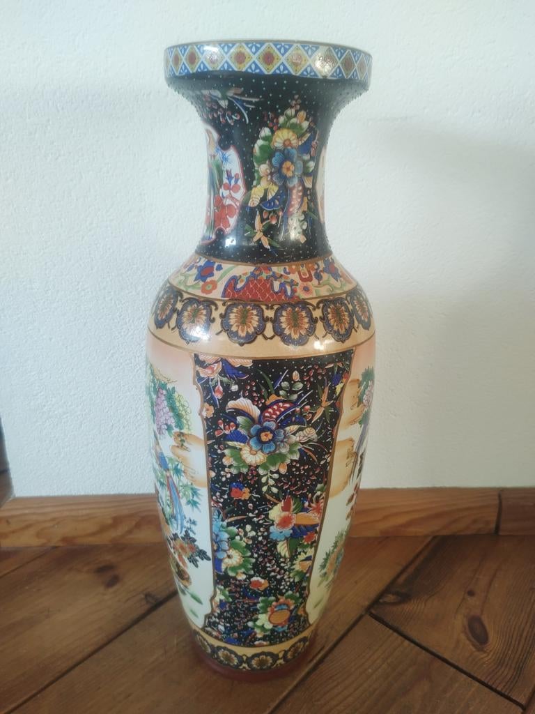 Set van twee Chinese vazen handbeschilderd 61 cm hoog, Ophalen of Verzenden