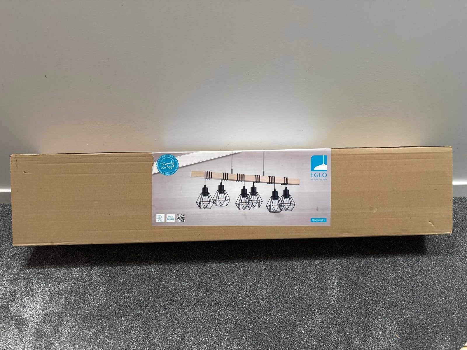 EGLO Townshend 5 Hanglamp - Vintage Stijl Hout & Metaal, Ophalen, Nieuw, Hout, E27 (groot)